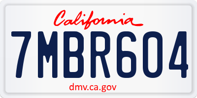 CA license plate 7MBR604