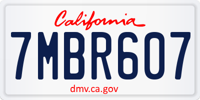 CA license plate 7MBR607