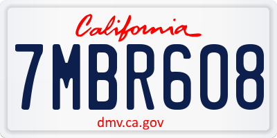 CA license plate 7MBR608