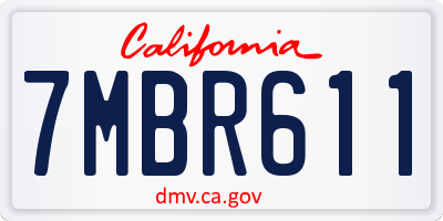 CA license plate 7MBR611