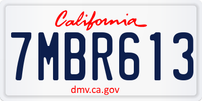 CA license plate 7MBR613