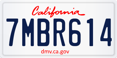 CA license plate 7MBR614