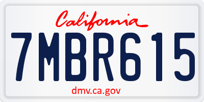 CA license plate 7MBR615