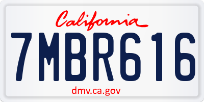 CA license plate 7MBR616