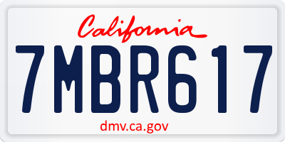 CA license plate 7MBR617