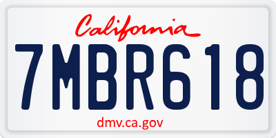 CA license plate 7MBR618