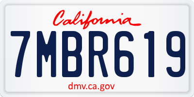 CA license plate 7MBR619