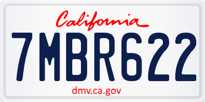 CA license plate 7MBR622