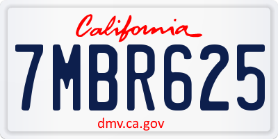 CA license plate 7MBR625