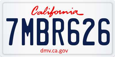 CA license plate 7MBR626