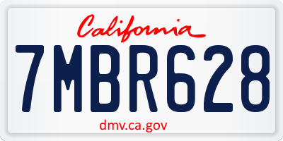 CA license plate 7MBR628