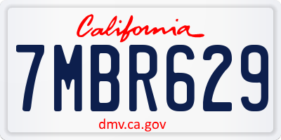 CA license plate 7MBR629