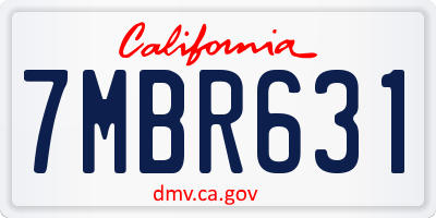 CA license plate 7MBR631