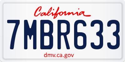 CA license plate 7MBR633