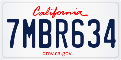 CA license plate 7MBR634