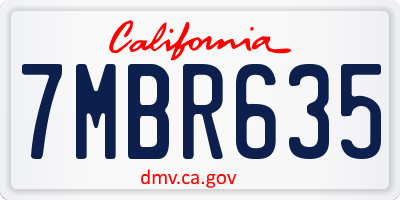 CA license plate 7MBR635