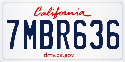 CA license plate 7MBR636