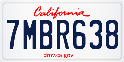 CA license plate 7MBR638