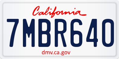 CA license plate 7MBR640
