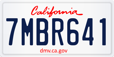 CA license plate 7MBR641