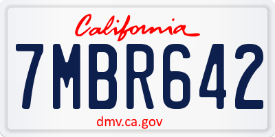 CA license plate 7MBR642