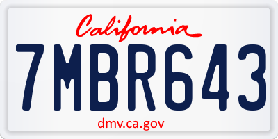 CA license plate 7MBR643