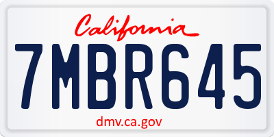 CA license plate 7MBR645