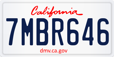 CA license plate 7MBR646