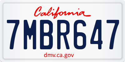 CA license plate 7MBR647