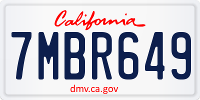 CA license plate 7MBR649