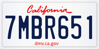 CA license plate 7MBR651