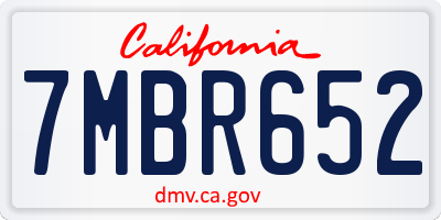 CA license plate 7MBR652