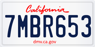 CA license plate 7MBR653