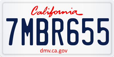 CA license plate 7MBR655