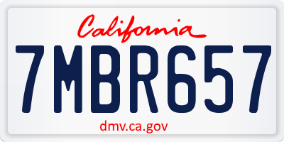 CA license plate 7MBR657
