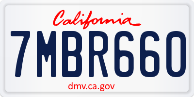 CA license plate 7MBR660