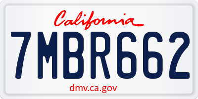 CA license plate 7MBR662