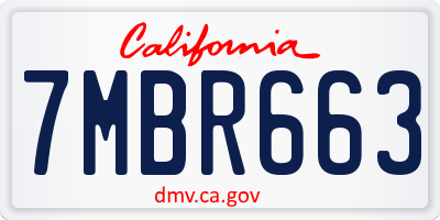 CA license plate 7MBR663