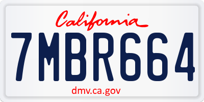 CA license plate 7MBR664