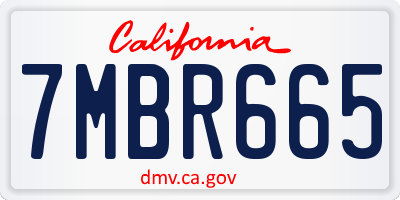 CA license plate 7MBR665