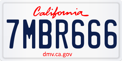 CA license plate 7MBR666