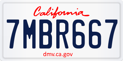 CA license plate 7MBR667
