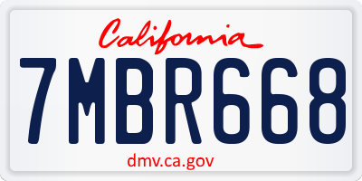 CA license plate 7MBR668