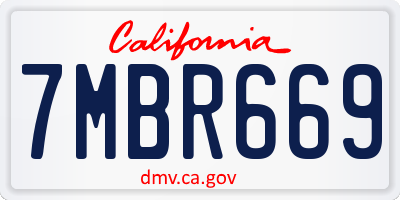 CA license plate 7MBR669
