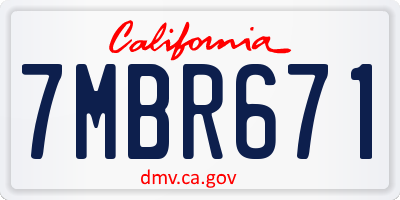 CA license plate 7MBR671
