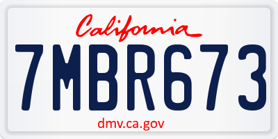 CA license plate 7MBR673