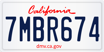 CA license plate 7MBR674