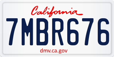 CA license plate 7MBR676