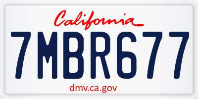 CA license plate 7MBR677