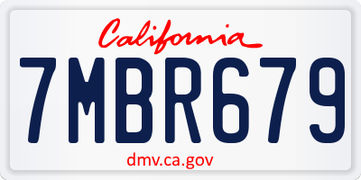 CA license plate 7MBR679